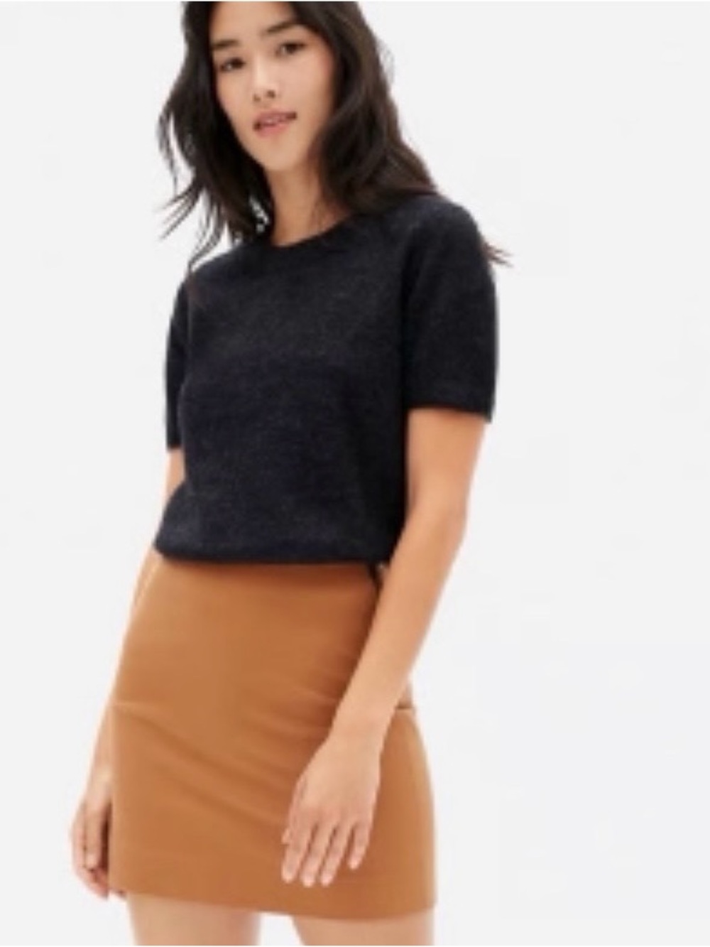 EVERLANE 100% Cashmere Short Sleeve Tee in Black Size Small